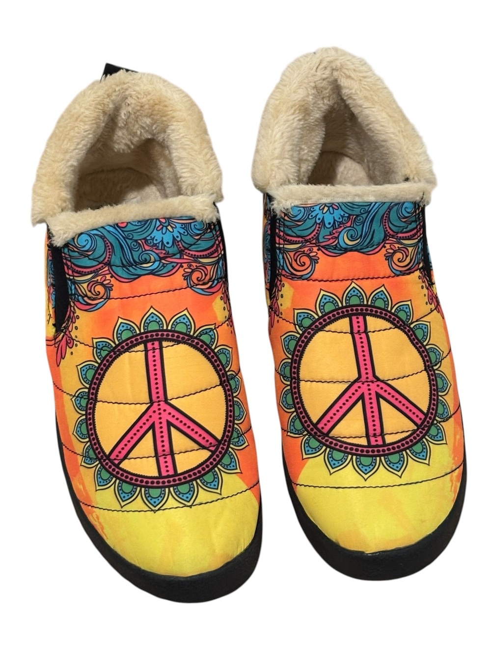 YES WE VIBE Yellow & Orange PEACE SIGN SHOES UNISEX Men’s Size 10.5 - Picture 3 of 8